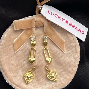 Lucky Brand Gold Heart Drop Earrings - Gold